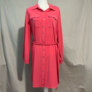 Calvin Klein women’s sz12 Coral shirt dress EUC Long Sleeves